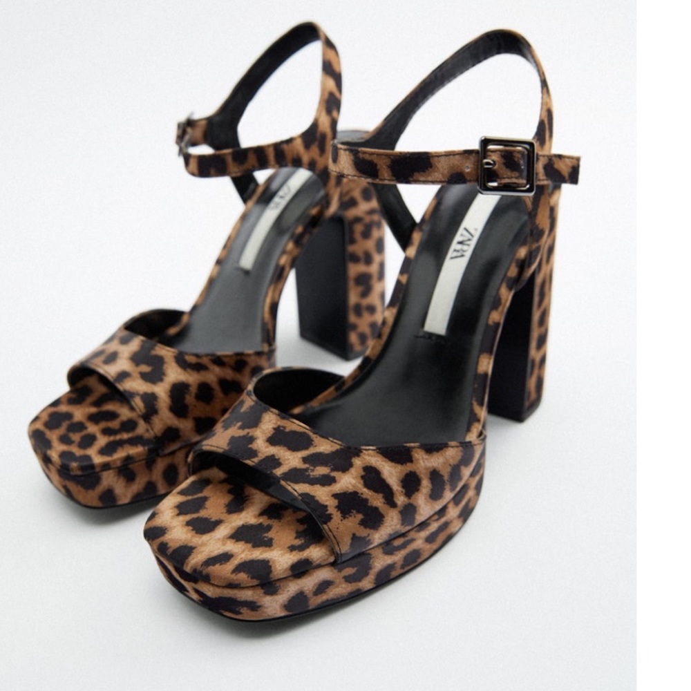 Zara Leopard Print Platform Heels